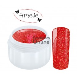 Gel UV Amelie color cu sclipici Glitter Sugar Red 5ml + 1 Cutie cu paiete Holografice Cadou
